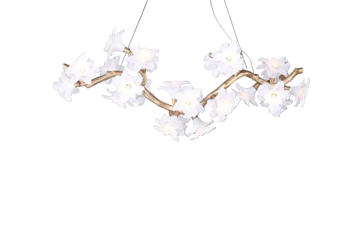Gardenia Rectangular Chandelier by VORELLI® with sculptural floral glass design