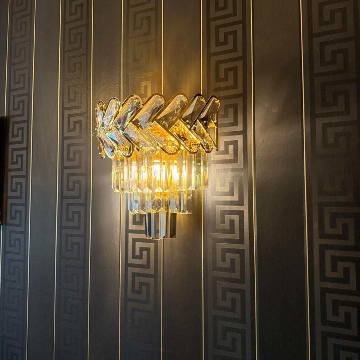 VORELLI® Knightsbridge crystal wall light in a luxury modern interior setting