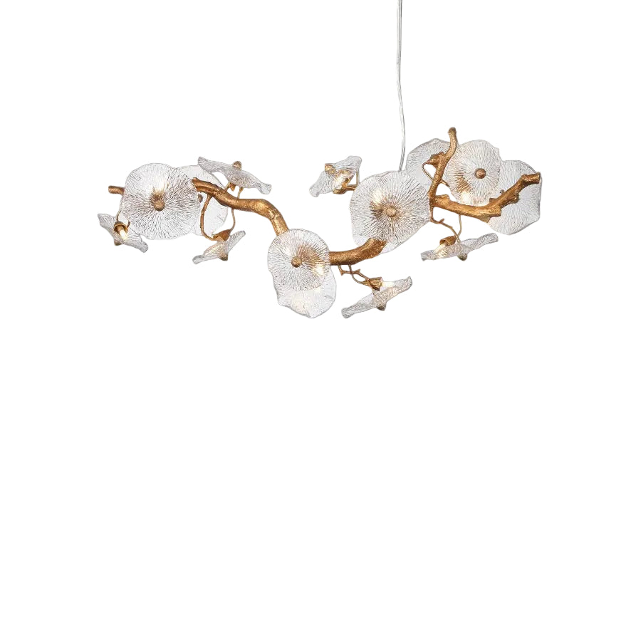 Penny Leaf rectangular chandelier with sculpted glass leaves by VORELLI®