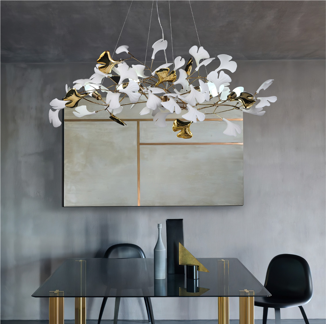 Prano Circular Chandelier II styled in a contemporary luxury interior setting