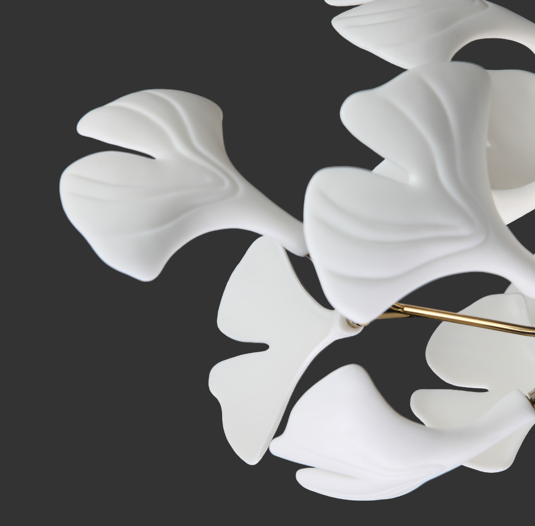 Close-up of sculptural ceramic leaves on Prano Series by VORELLI® x Nature