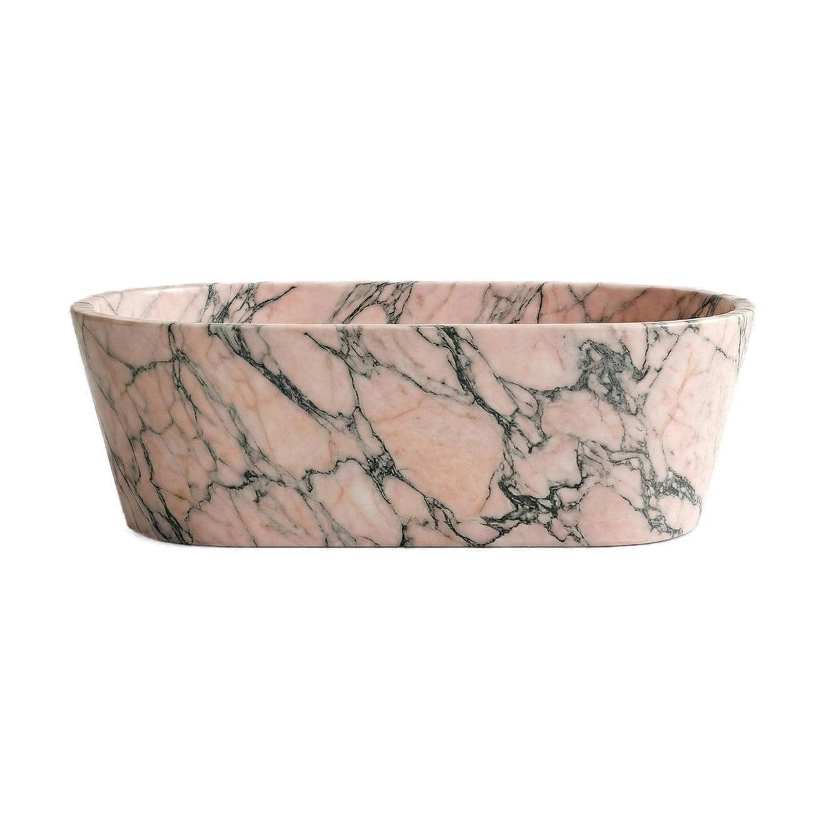 Rosso Portogallo Marble Freestanding Bathtub - Tapered on white background by VORELLI