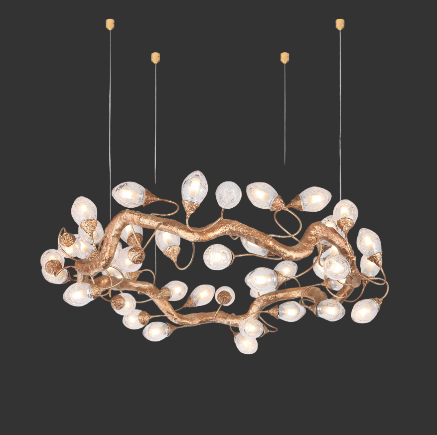 Tremezzo circular chandelier with sculptural branch design in luxury interior