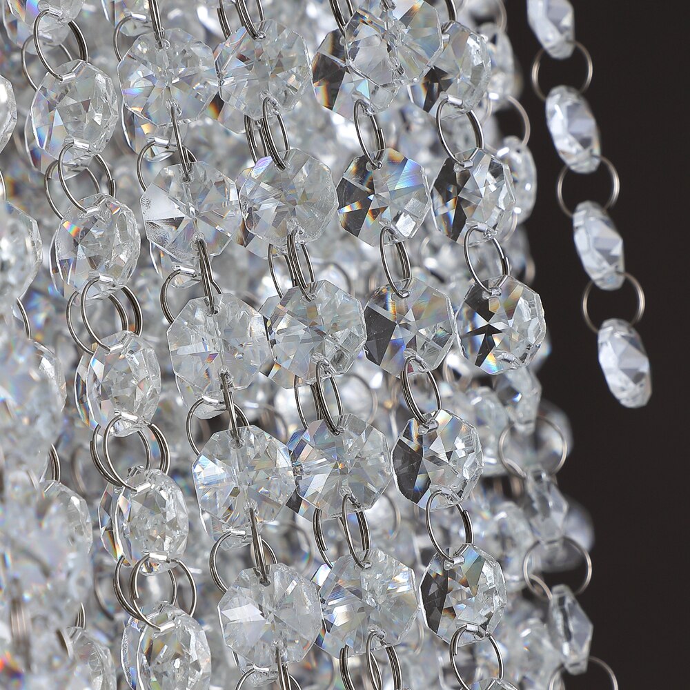 VORELLI® long staircase chandelier featuring layered diamond cut crystal chains designed for statement entrances and high ceilings