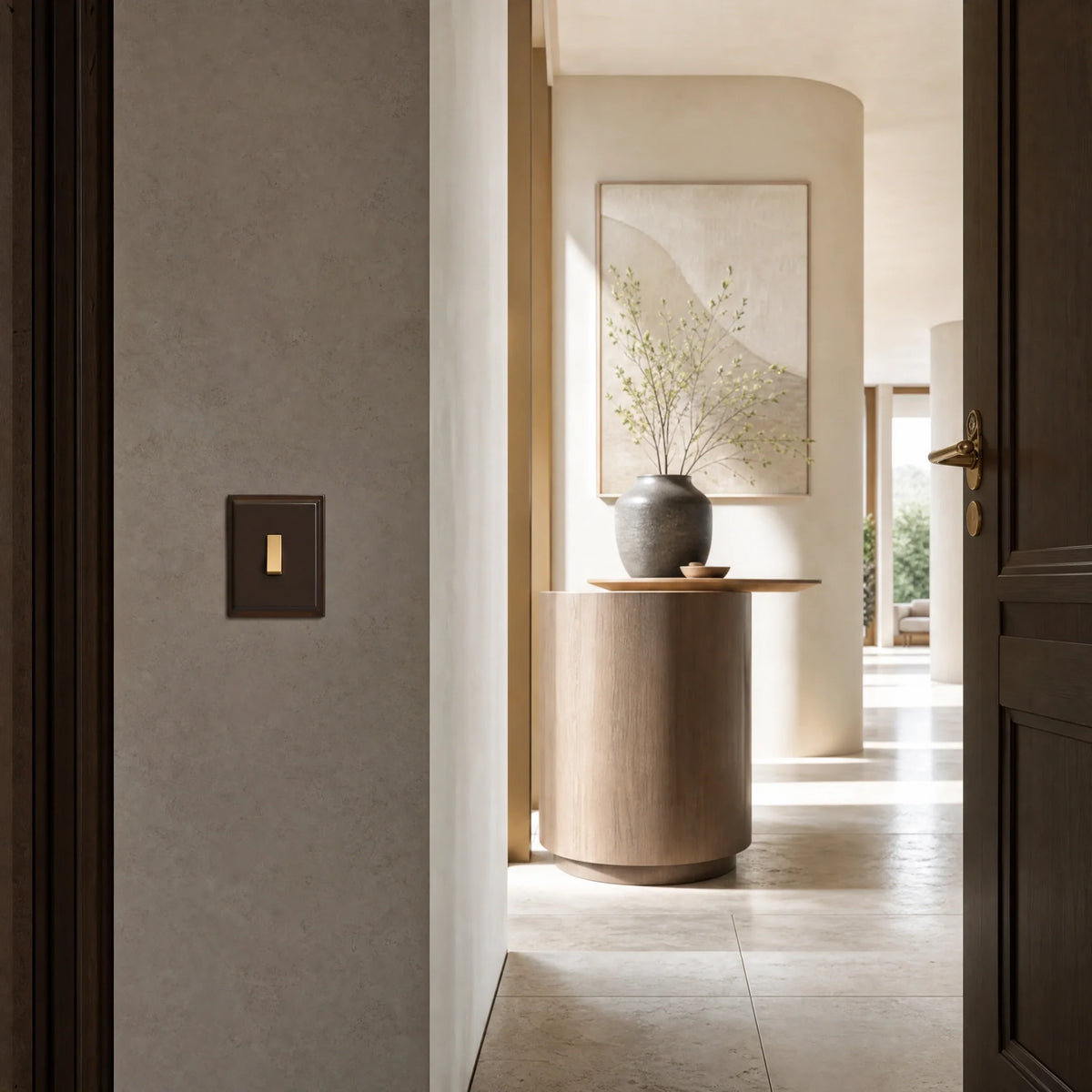 VORELLI® Belgravia rocker switch, shown on an interior wall in an interior visualisation.