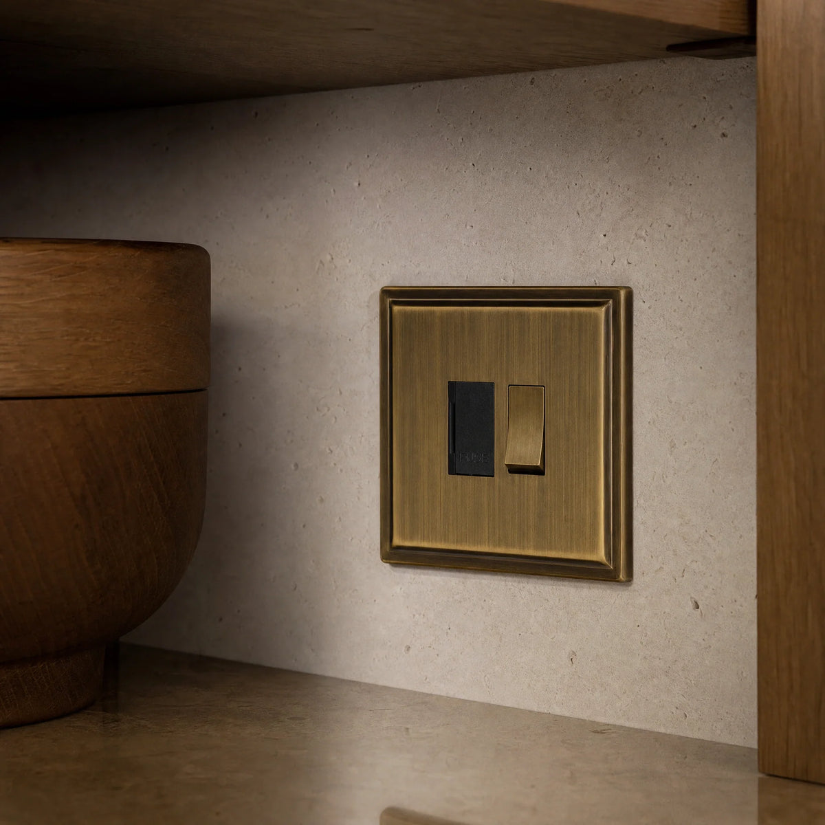 VORELLI® Belgravia Fuse Spur, close view above a kitchen worktop in an interior visualisation.