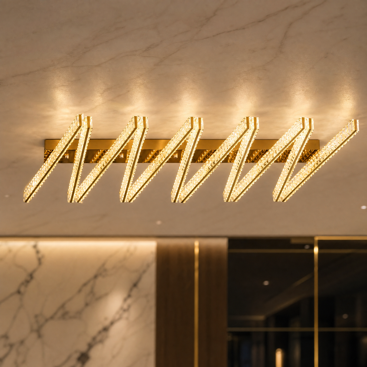 VORELLI® Signature Ceiling Light, close view on an interior wall in an interior visualisation.