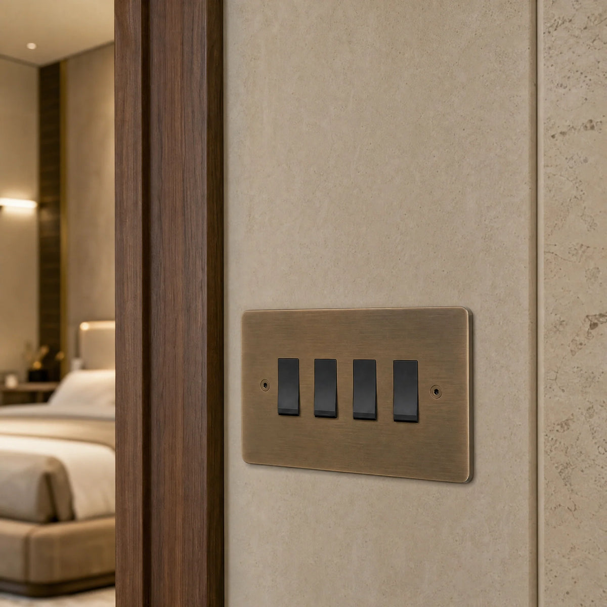 VORELLI® Horizon Classic Rocker Switch, close view on an interior wall in an interior visualisation.