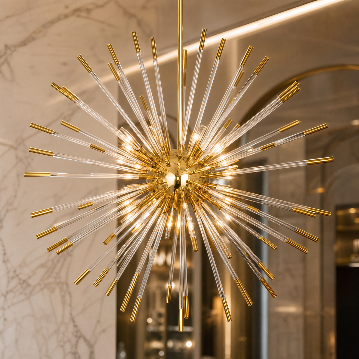 VORELLI® Livadia Pendant, radiating glass rod detail.