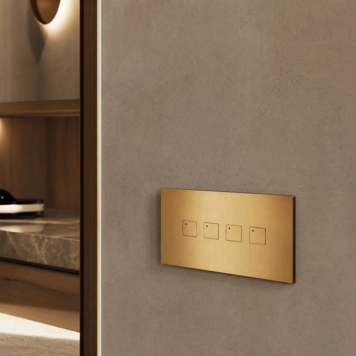 VORELLI® Renaissance Horizontal Control Switch, close view on an interior wall in an interior visualisation.