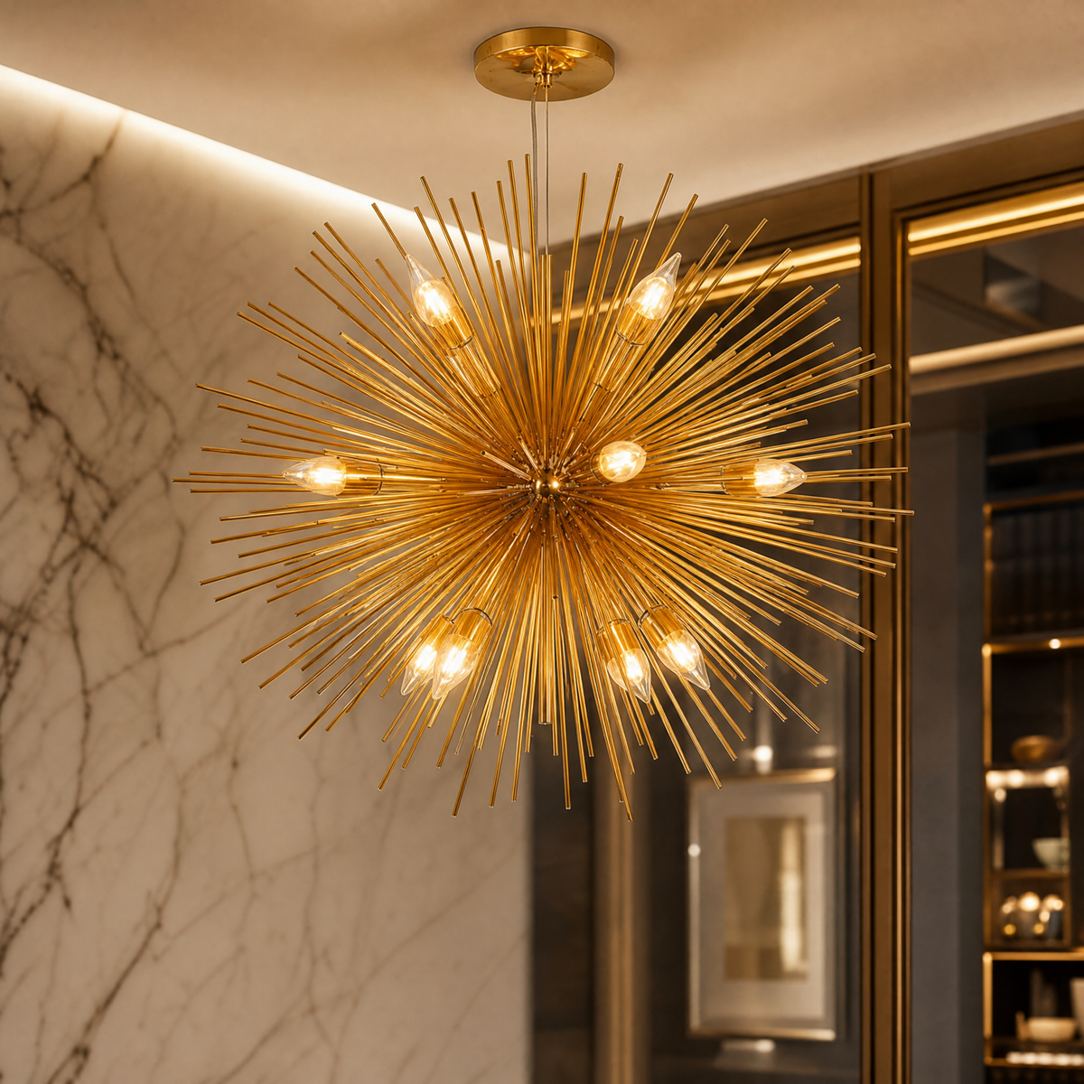 VORELLI® Riccio Pendant, gold-tone starburst detail.