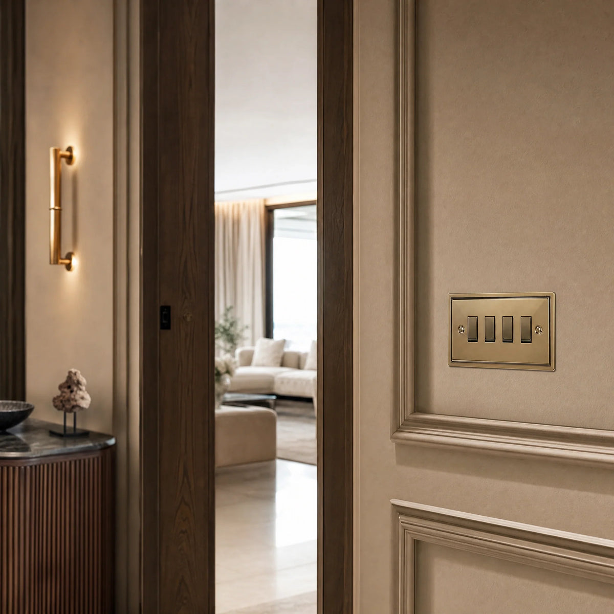 VORELLI® Sheraton Rocker Switch, shown on an interior wall in an interior visualisation.