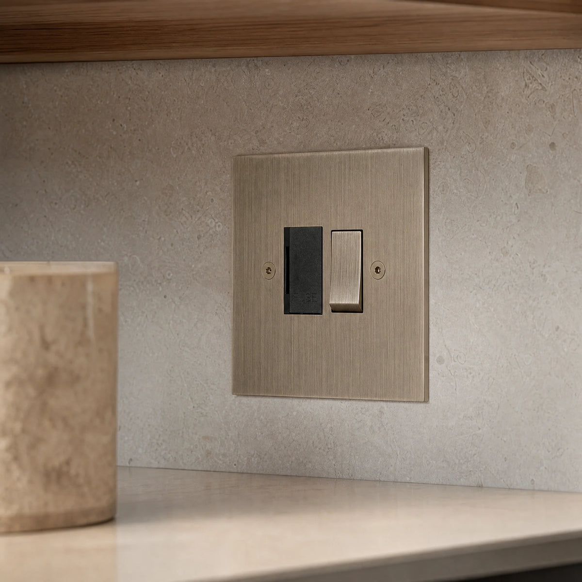 VORELLI® True Edge Fuse Spur, close view above a kitchen worktop in an interior visualisation.