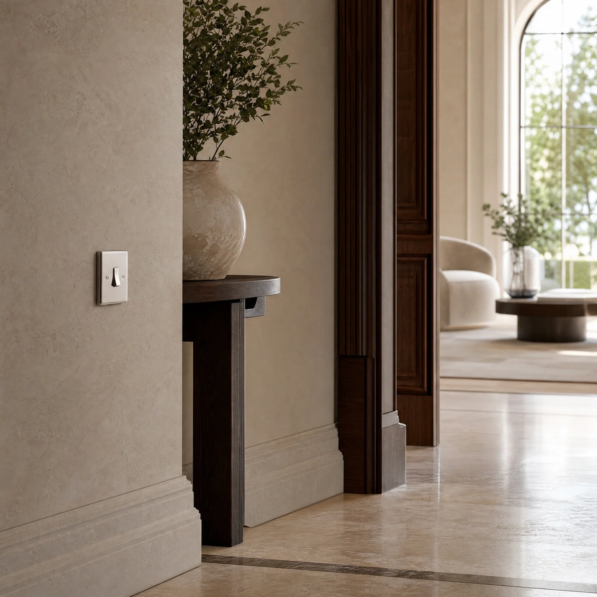 VORELLI® Victorian rocker switch, shown on an interior wall in an interior visualisation.