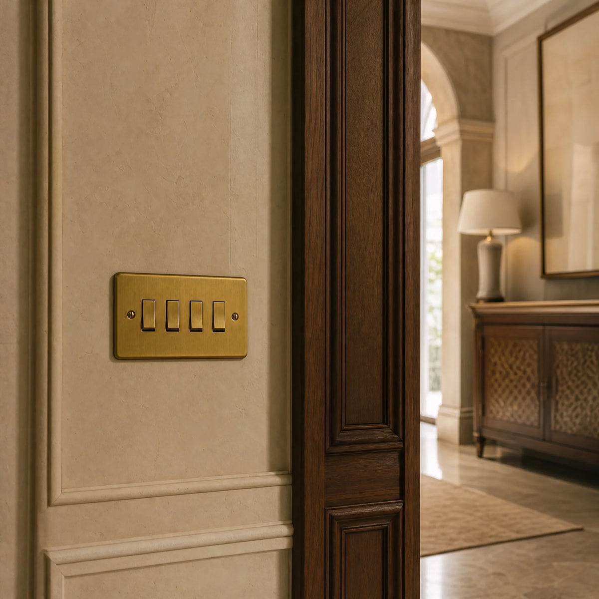 VORELLI® Victorian Rocker Switch, shown on an interior wall in an interior visualisation.