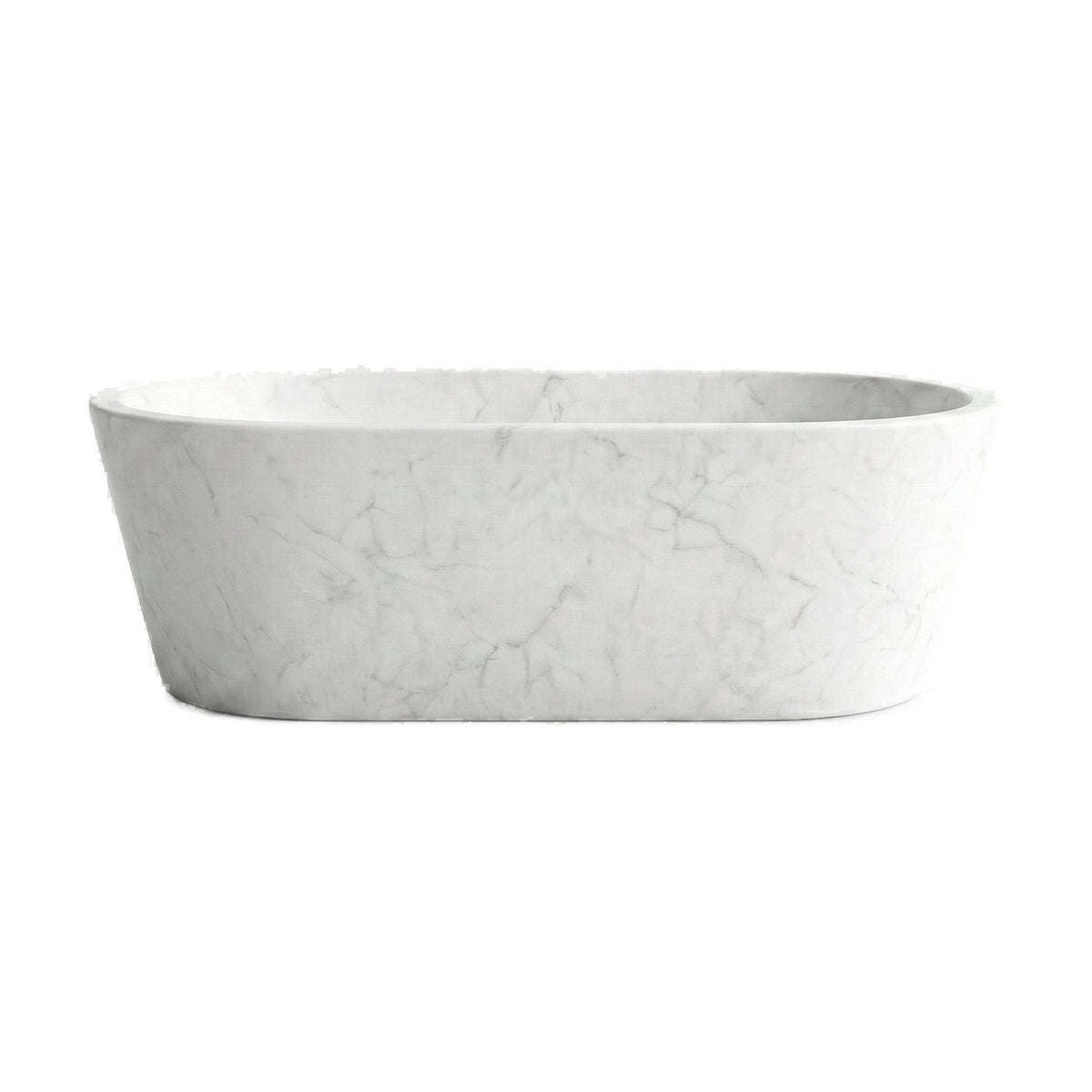 White Carrara Marble Freestanding Bathtub - Tapered on white background by VORELLI