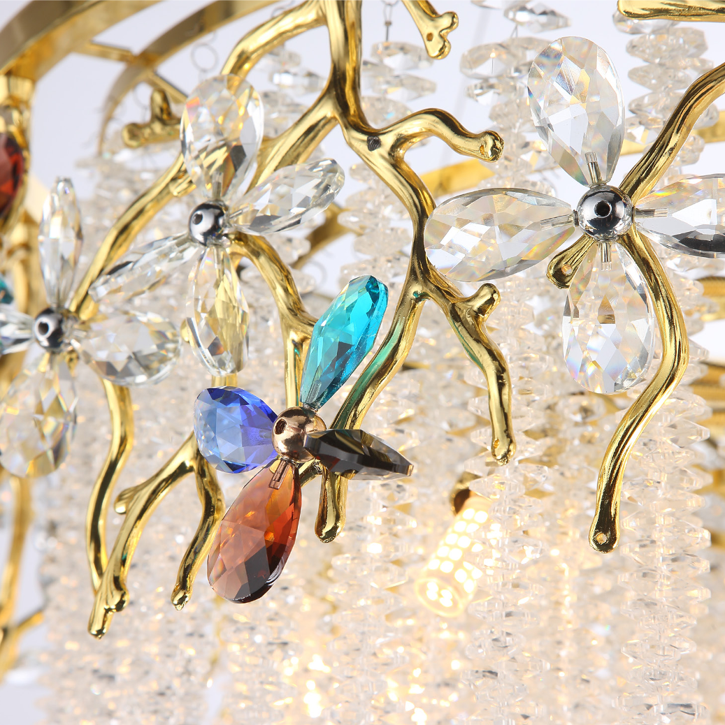 VORELLI® Wisteria Circular Chandelier II with cascading crystal strands and sculpted branch detailing