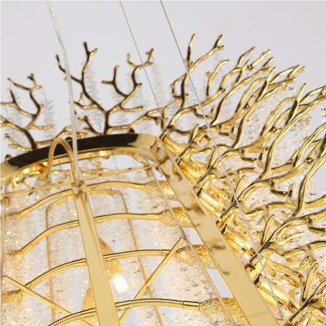 Gold branch frame detail of Wisteria Rectangular Chandelier II