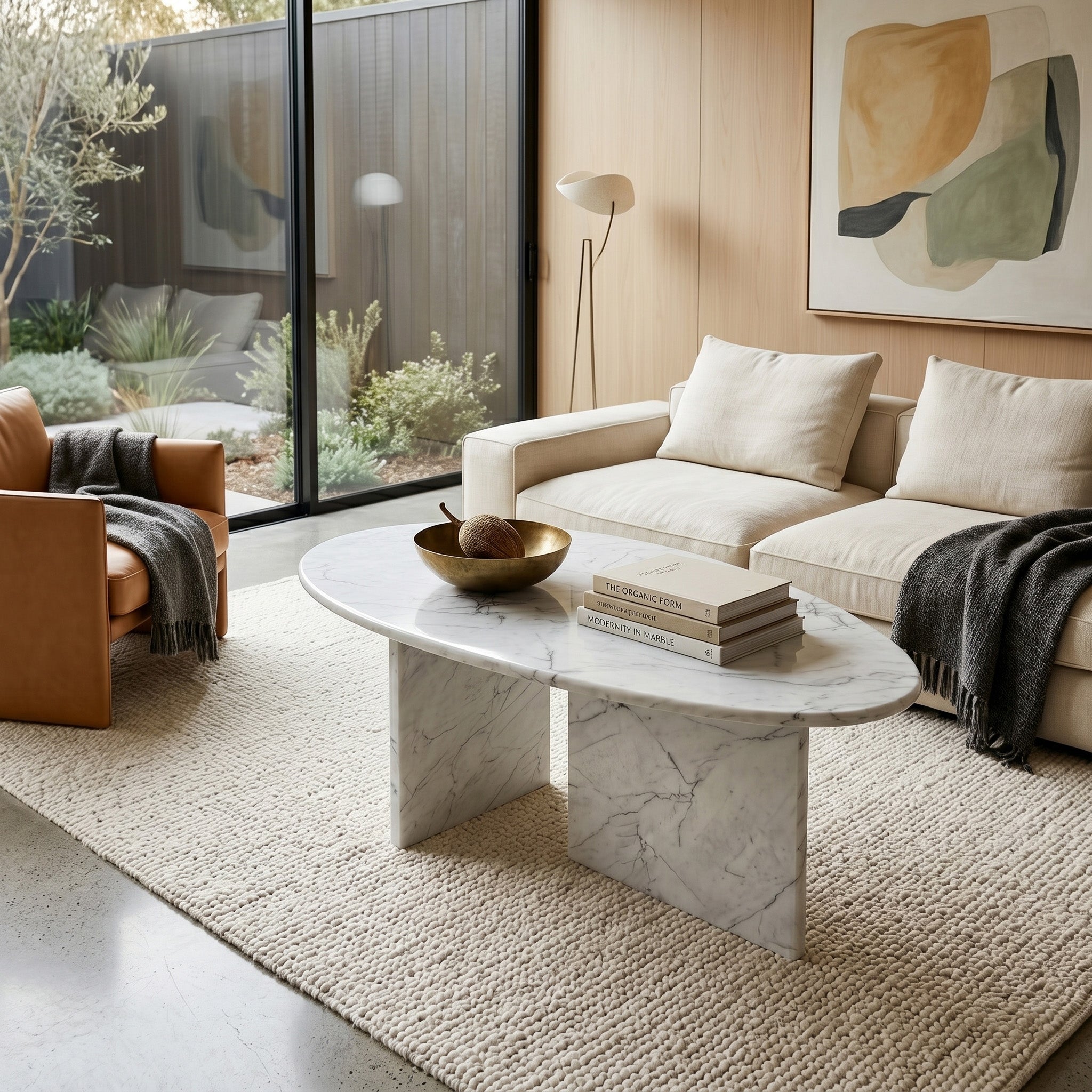 White Carrara Marble Coffee Table - Pebble by VORELLI, a refined table lamp for luxury residential and project interiors.