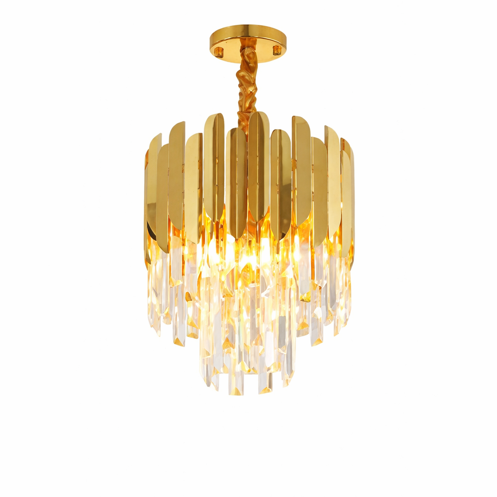 Wide angle shot of the Manhattan Pendant II illuminating a minimalist dining area with warm, refined light.